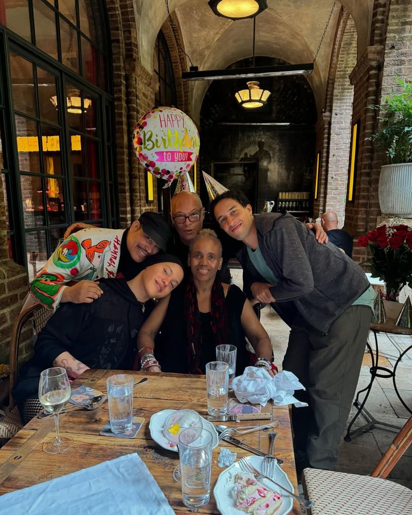 Airyn sat in restaurant celebrating her mom's birthday