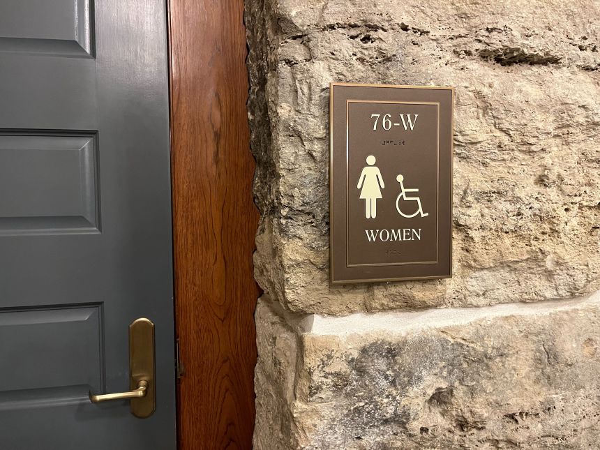 SB 244 also bans parents from taking children ages 9 and older into opposite-sex restrooms in government buildings, like this one at the Kansas Statehouse in Topeka.